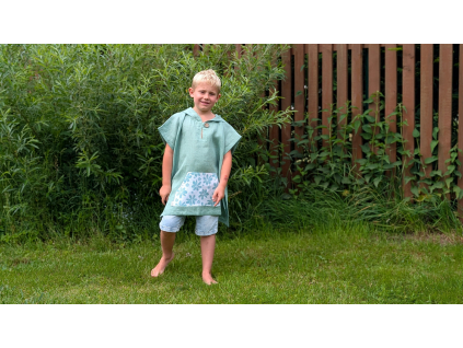 Pončo dětské super soft -zelená - kratší verze