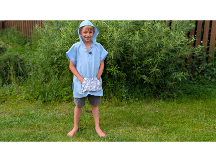 Pončo dětské super soft - světle modrá - kratší verze