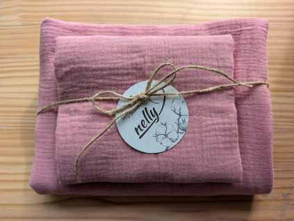 Mušelínový ručník a osuška - světle růžový set