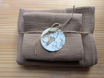 Mušelínový ručník a osuška - hnědý set