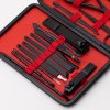 zestaw 18 akcesoriow kosmetycznych do manicure pedicure i zabiegow na twarz w czarno czerwonym etui cc046 (5)