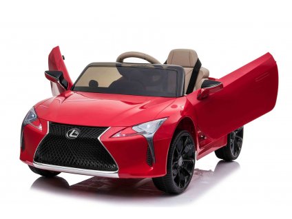Elektrické autíčko Lexus LC500, 12V, 2,4 GHz dálkové ovládání, USB / SD Vstup, odpružení, otvíravé dveře směrem nahoru, 2 X MOTOR, červené, ORIGINAL licence