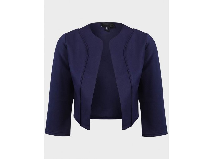 ljac0354blu ex chainstore lds 34 slv open front cropped blazer 1 1