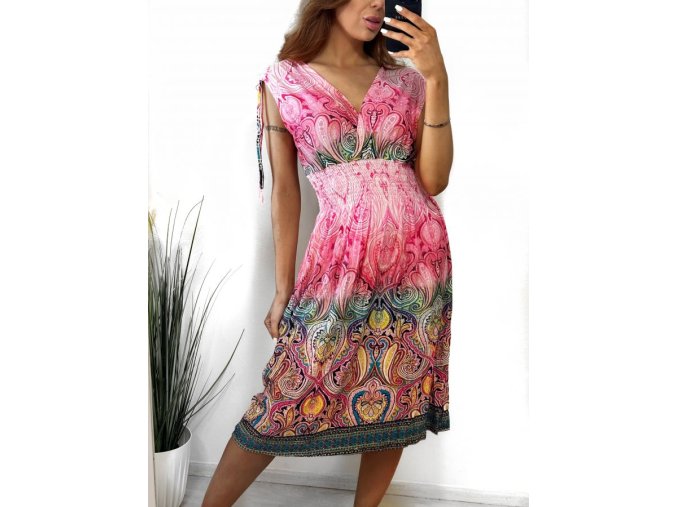 Dámské letní nemačkavé šaty růžové icecool bez rukávů  A2134