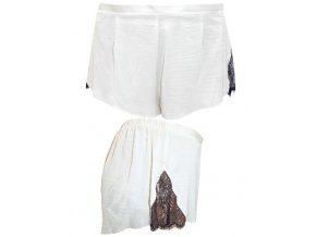 Bílé saténové pyžamové šortky kalhoty