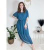 Dlouhé společenské modré volnočasové šaty plus size A2130