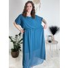 Dlouhé společenské modré volnočasové šaty plus size A2130
