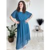 Dlouhé společenské modré volnočasové šaty plus size A2130