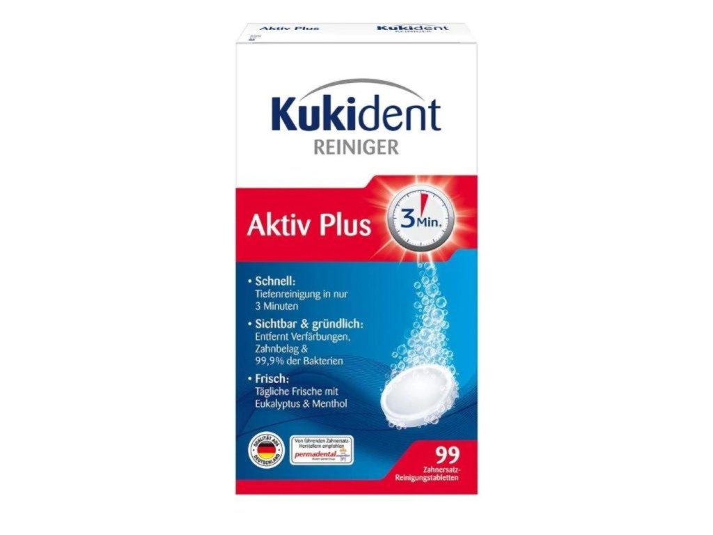 Kukident Aktiv Plus Čistiace tablety na zubnú protézu 99 tabliet