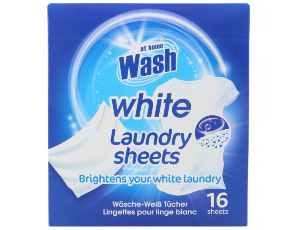 At Home Wash Laundry Sheets White 16ks / bal