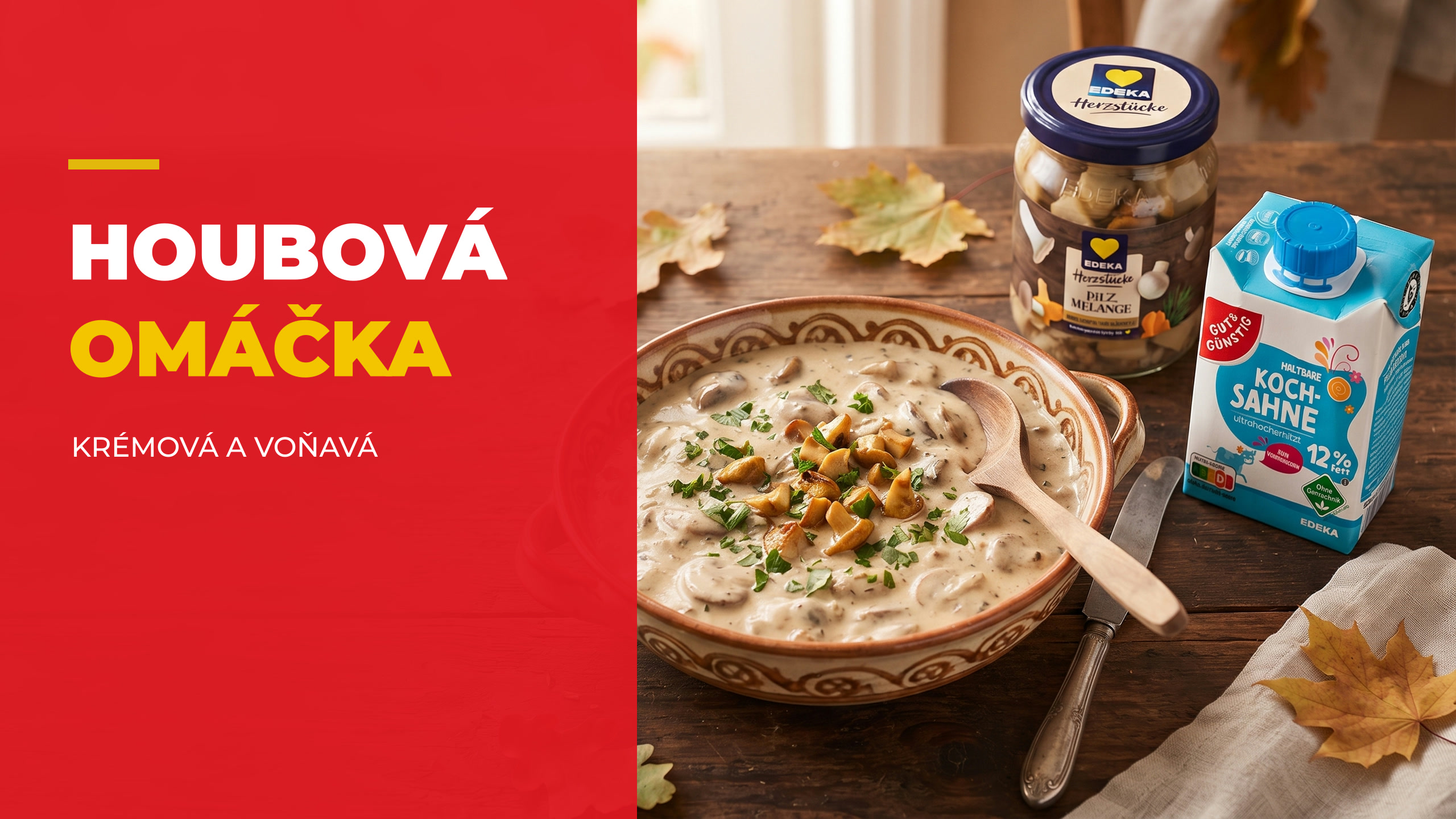 Houbová omáčka: krémový recept ze smetany krok za krokem