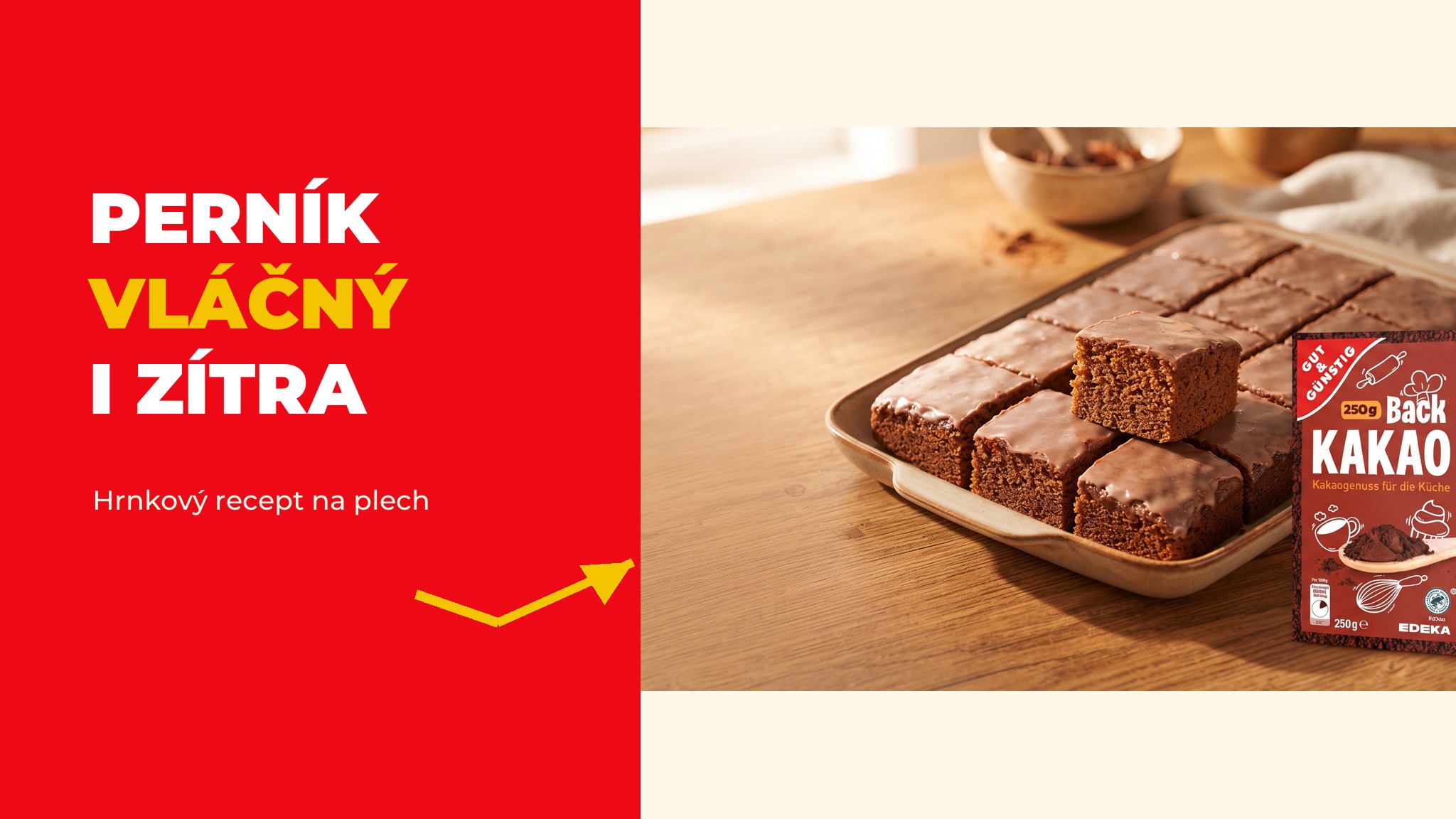 Perník na plech: vláčný hrnkový recept s kakaem