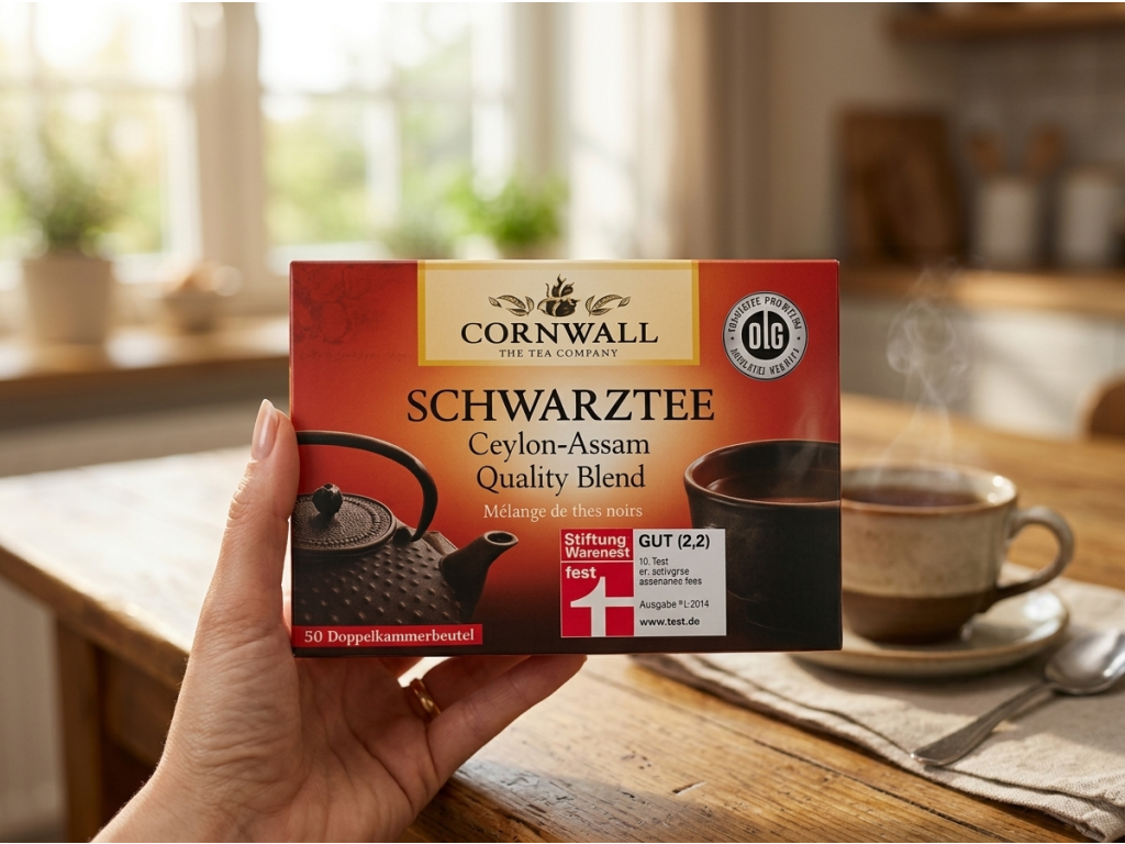 Cornwall černý čaj 50 sáčků 87,5g - balení v ruce
