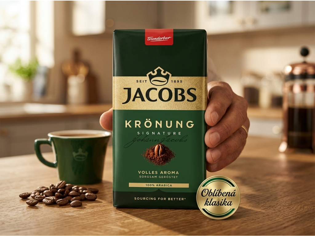 Jacobs Krönung mletá káva 500 g - balení v ruce