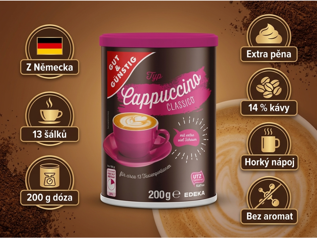 G&G CAPPUCCINO CLASSICO 200 g - hlavní výhody