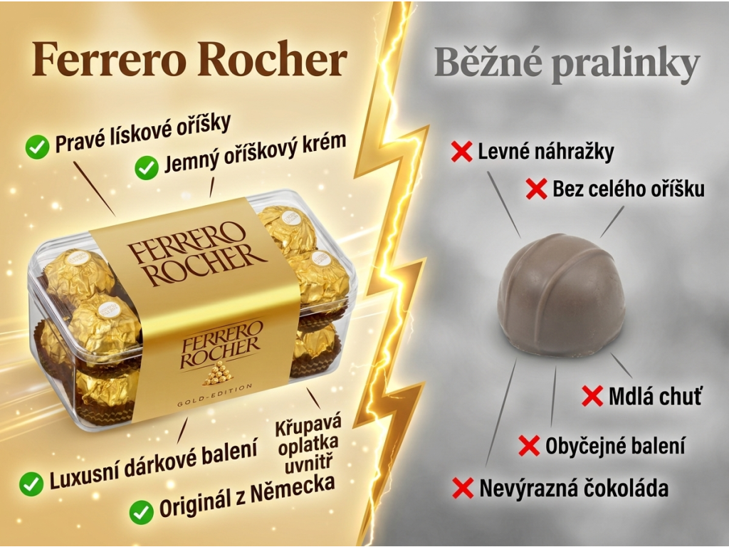 Ferrero Rocher 200g vs. běžné pralinky