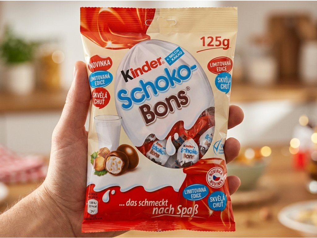 Kinder Schoko-Bons v ruce