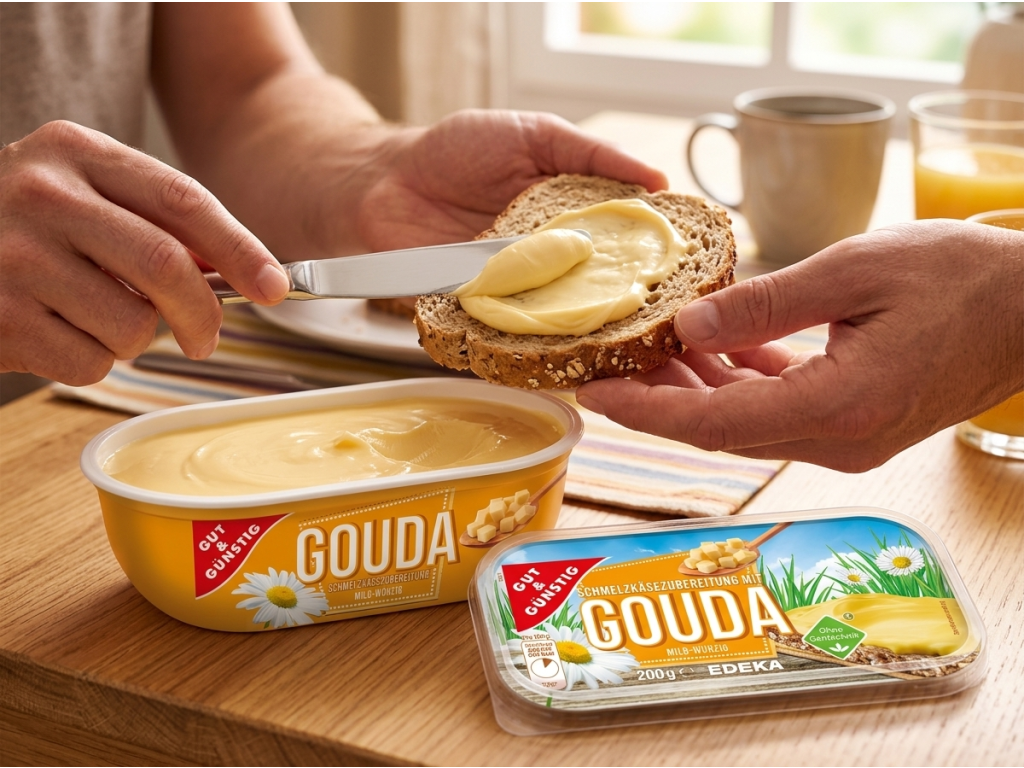 G&G Tavený sýr Gouda 200 g při mazání na pečivo