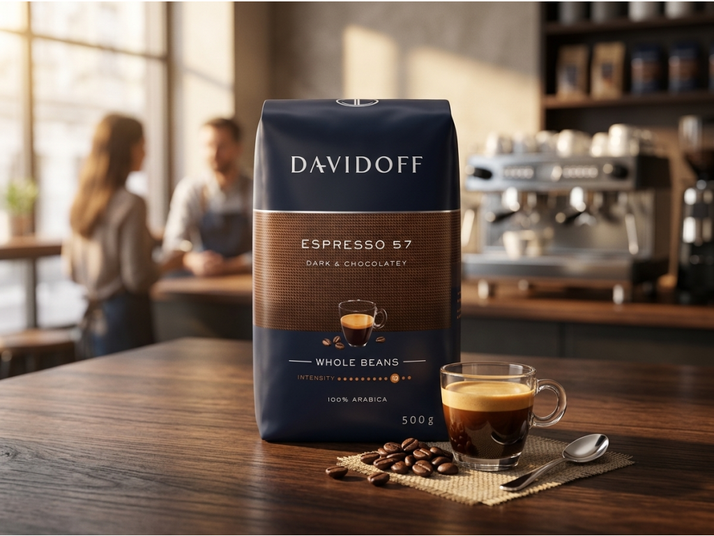 Davidoff Espresso Intense 57 - kávové aroma a zrna