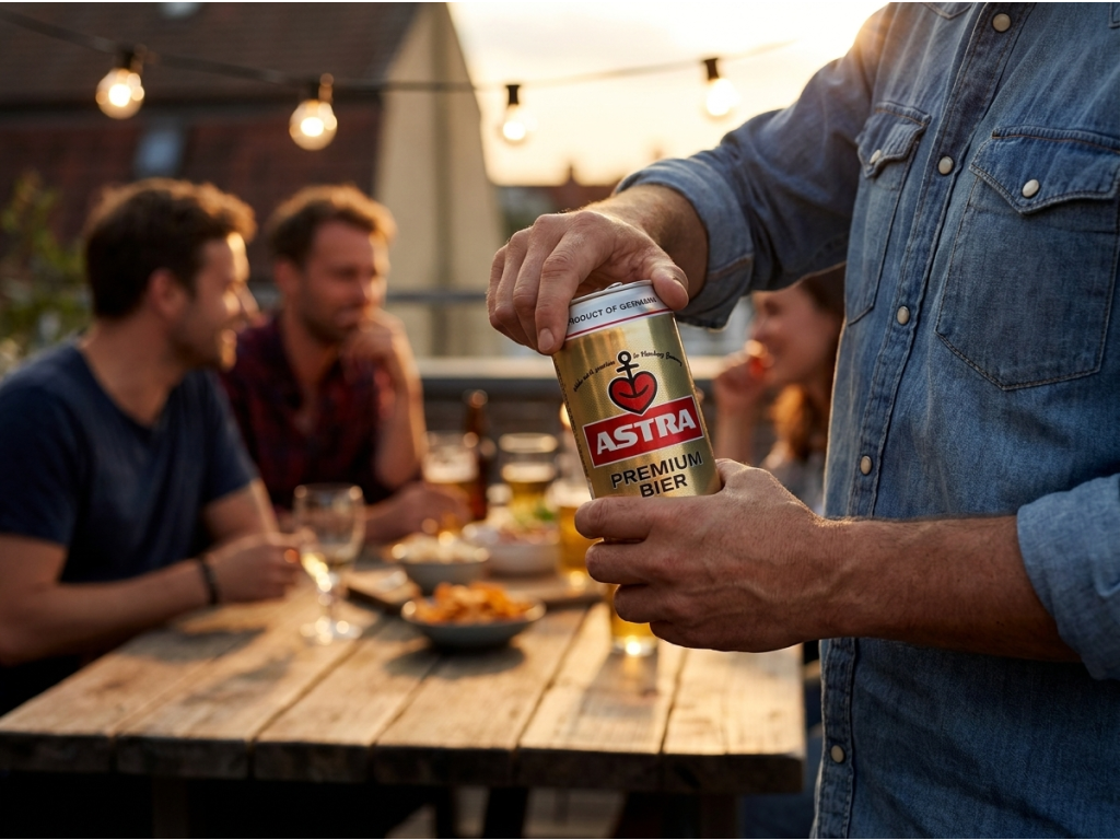 Astra prémiový ležák 4,9% 330ml při servírování