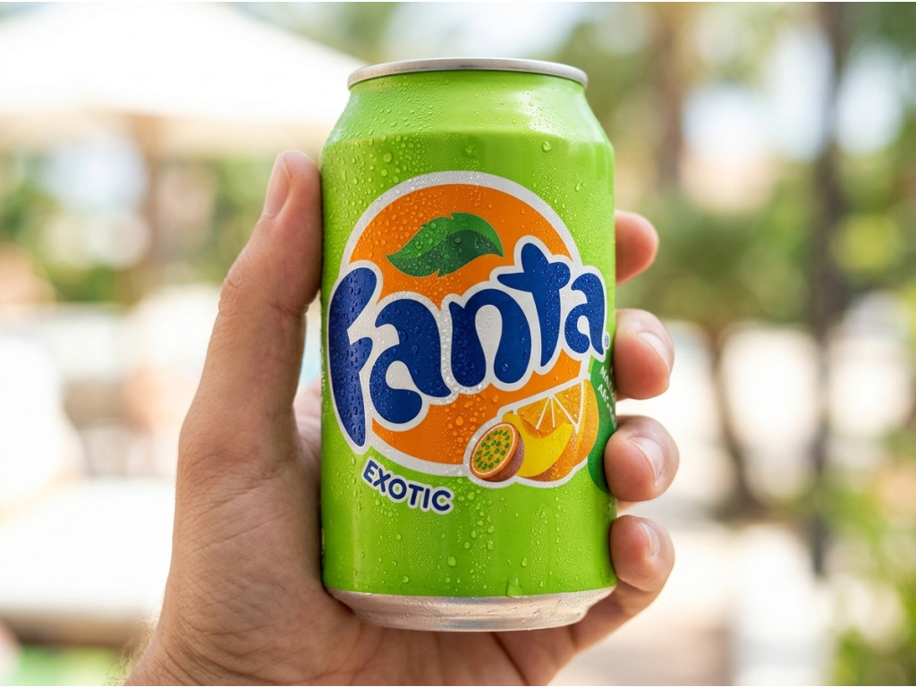 Fanta Exotic 0,33 l - praktická plechovka do ruky