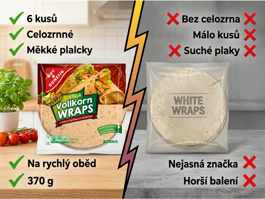Srovnání G&G celozrnné tortilové wrapy 370 g