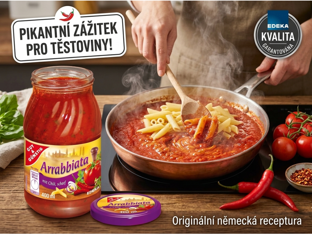 G&G omáčka na těstoviny Arrabbiata 400 ml při vaření