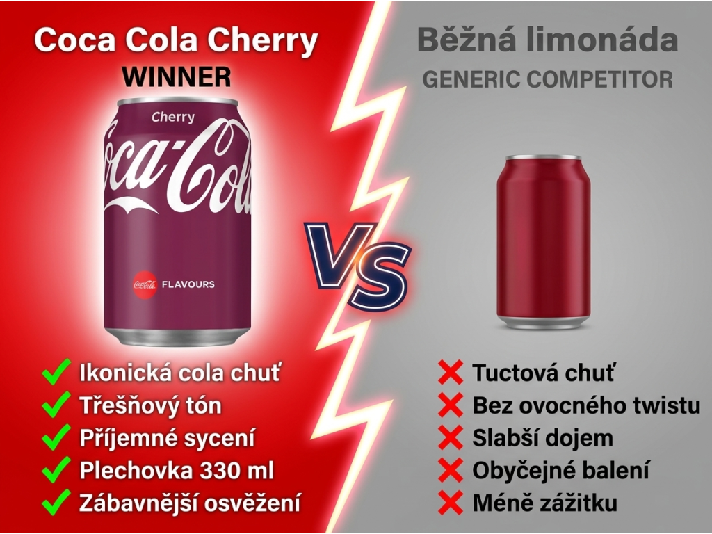 Coca Cola Cherry 0,33l - srovnání s běžnou limonádou
