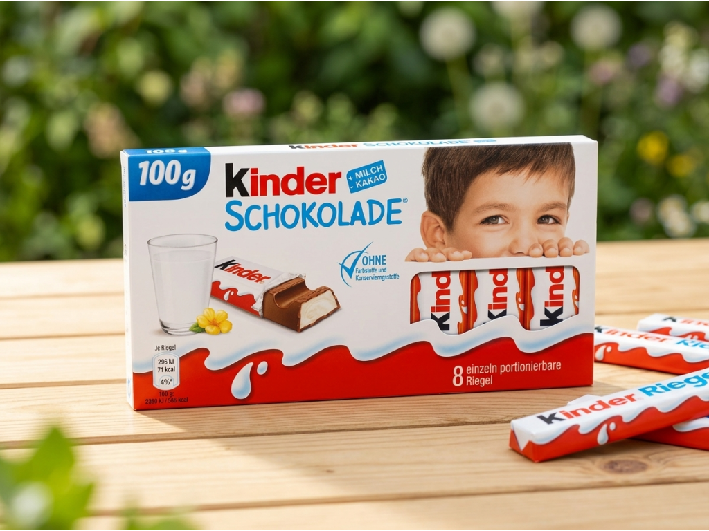 Kinder čokoláda 8 ks 100 g - svačina v prostředí