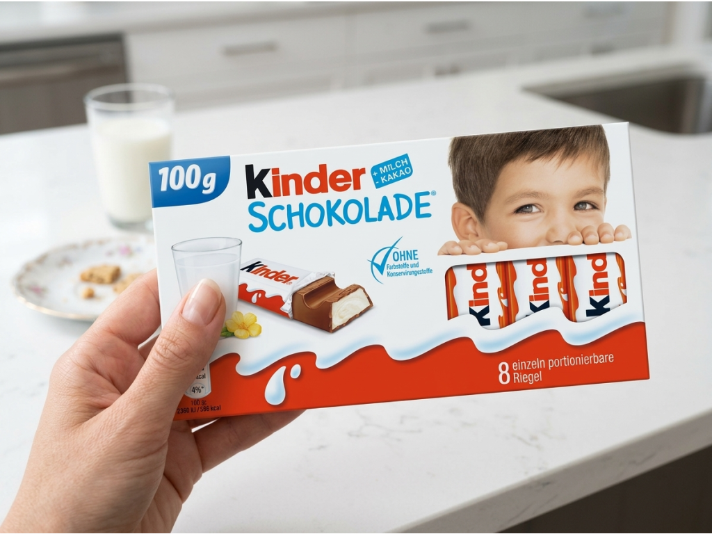 Kinder čokoláda 8 ks 100 g - balení v ruce
