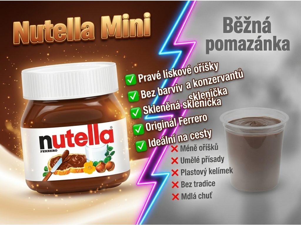 Nutella Mini 25g srovnání s běžnou pomazánkou