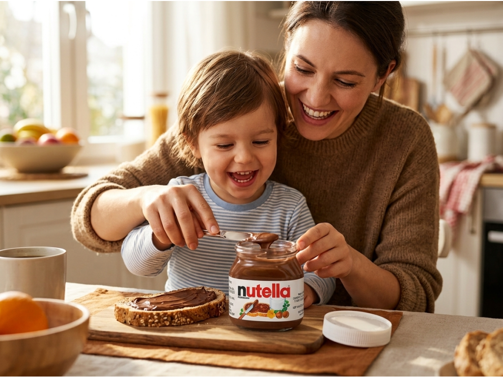Nutella Mini 25g při použití u snídaně