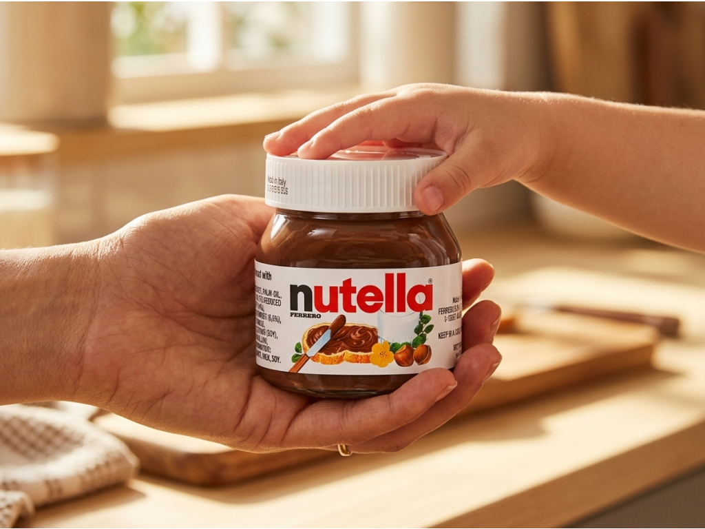 Nutella Mini 25g držená v ruce