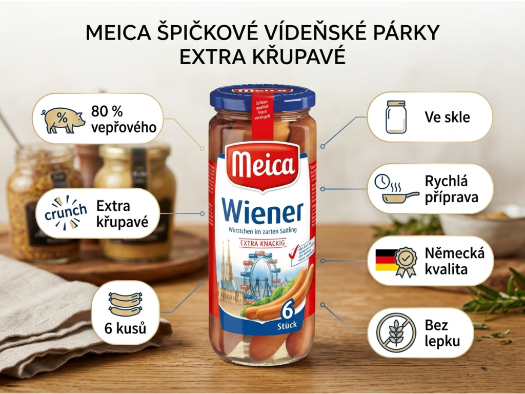 Meica vídeňské párky - infografika benefitů