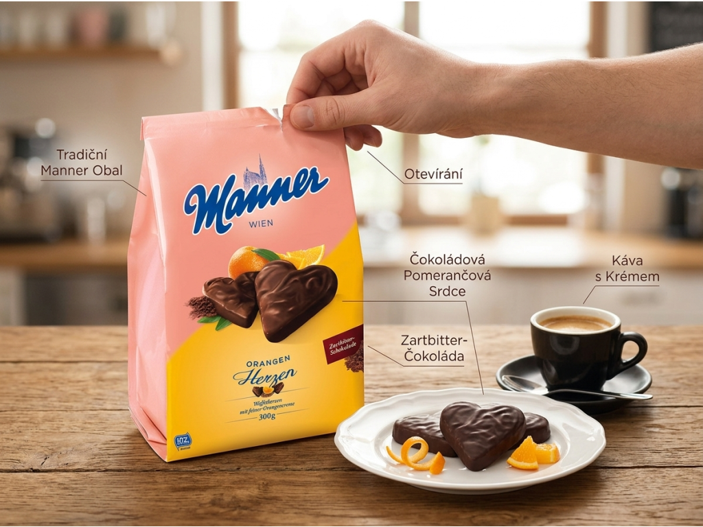 Manner Pomerančová srdce jako pohoštění