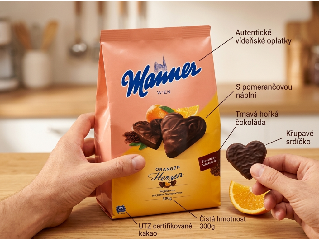 Manner Pomerančová srdce v ruce