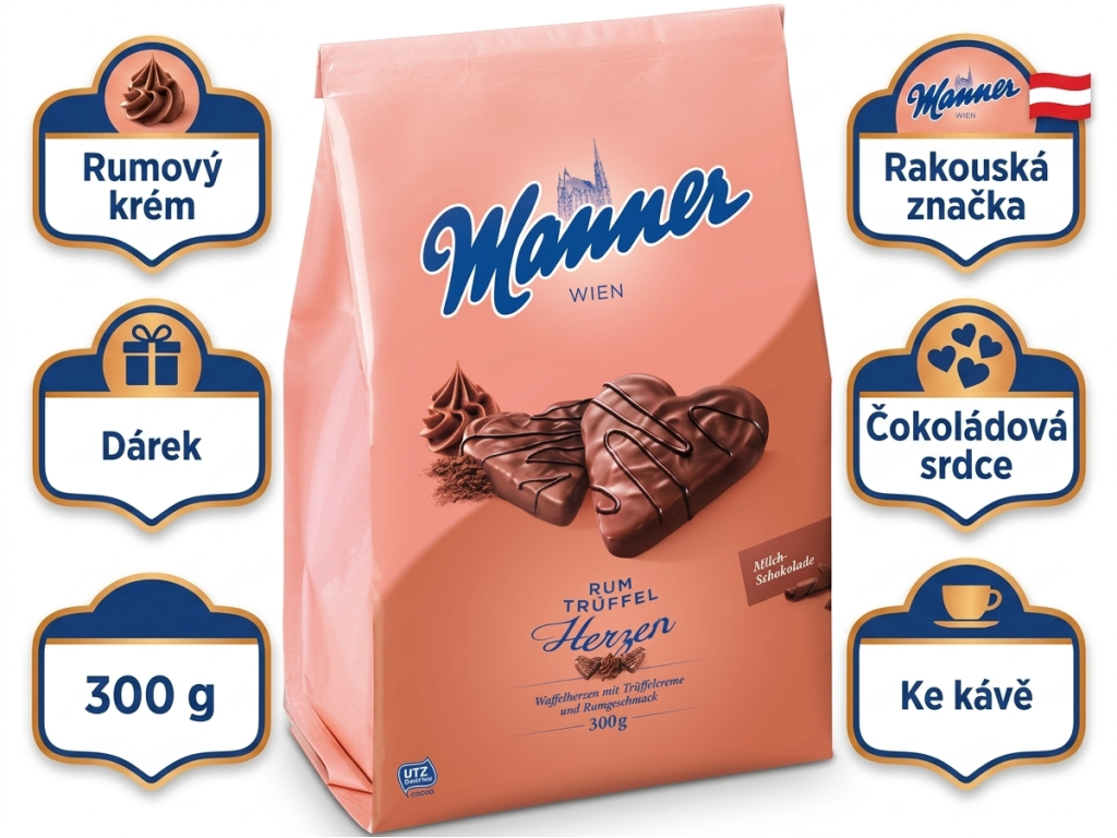 Manner Rumová srdce 300g - hlavní výhody