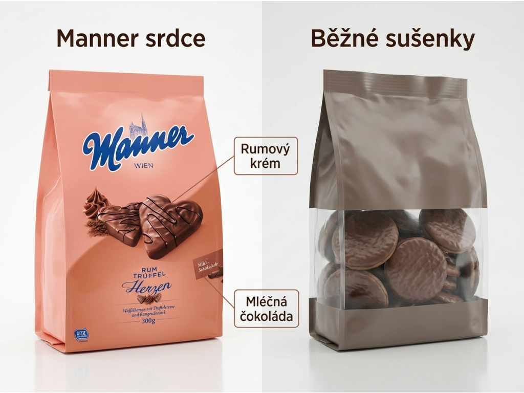 Srovnání Manner Rumových srdcí