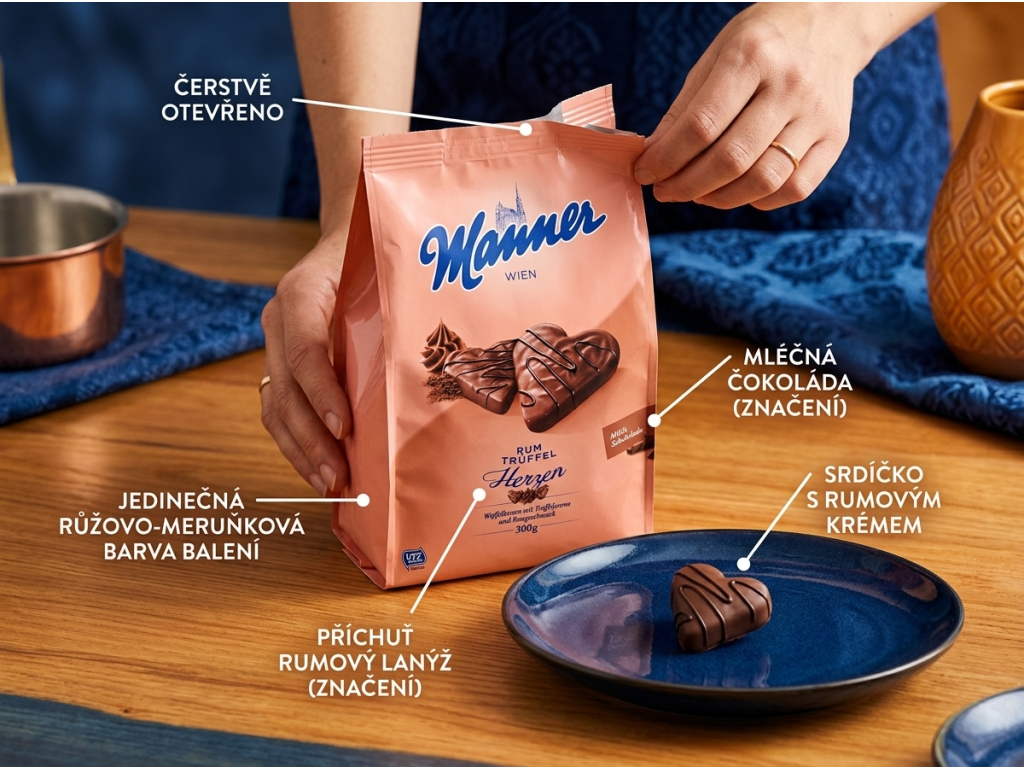 Manner Rumová srdce jako sladké pohoštění