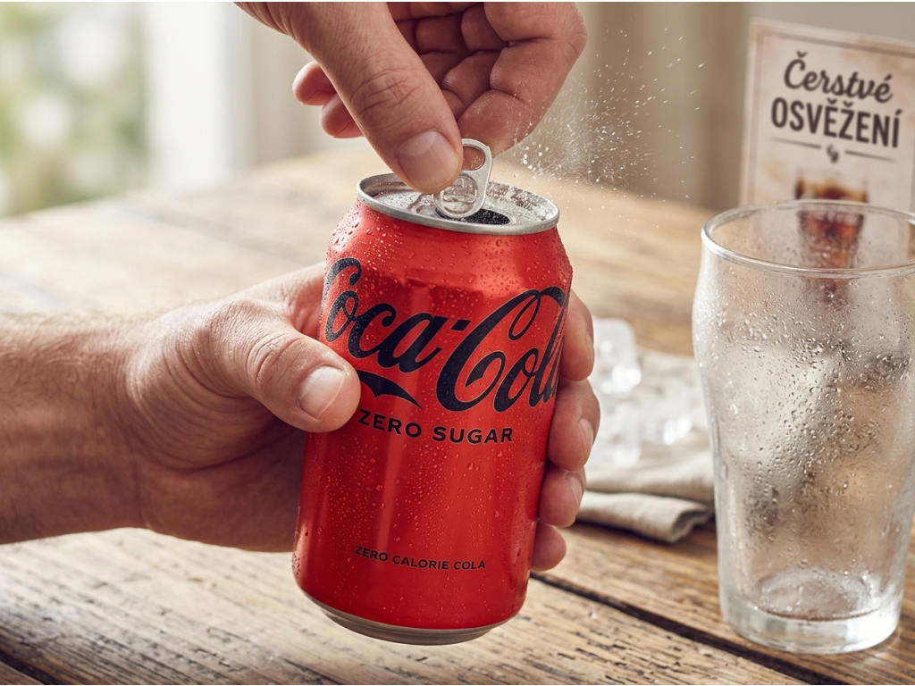 Otevírání plechovky Coca-Cola Zero Sugar