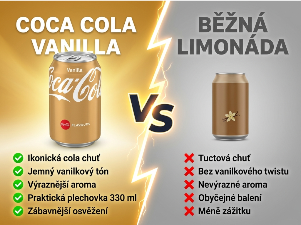 Coca Cola Vanilla 0,33l - srovnání s běžnou limonádou