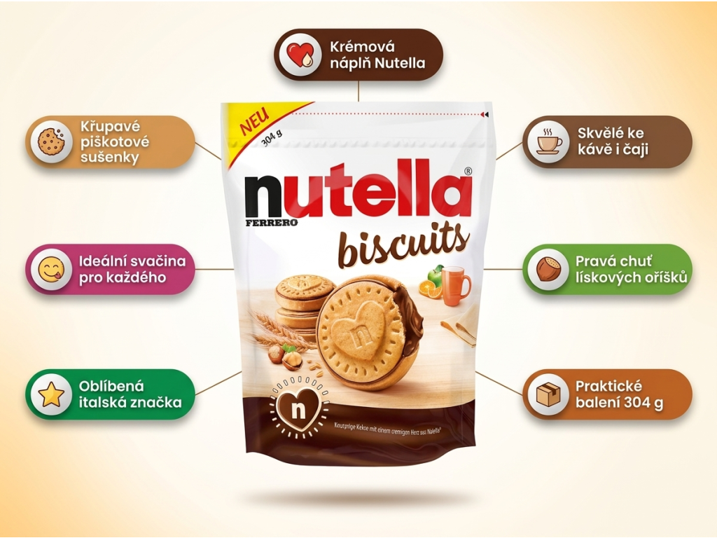 Nutella Biscuits 304g - infografika s benefity