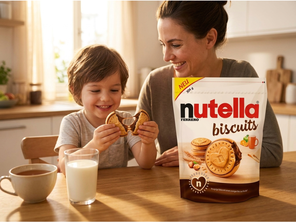 Nutella Biscuits 304g - rodina si pochutnává na sušenkách