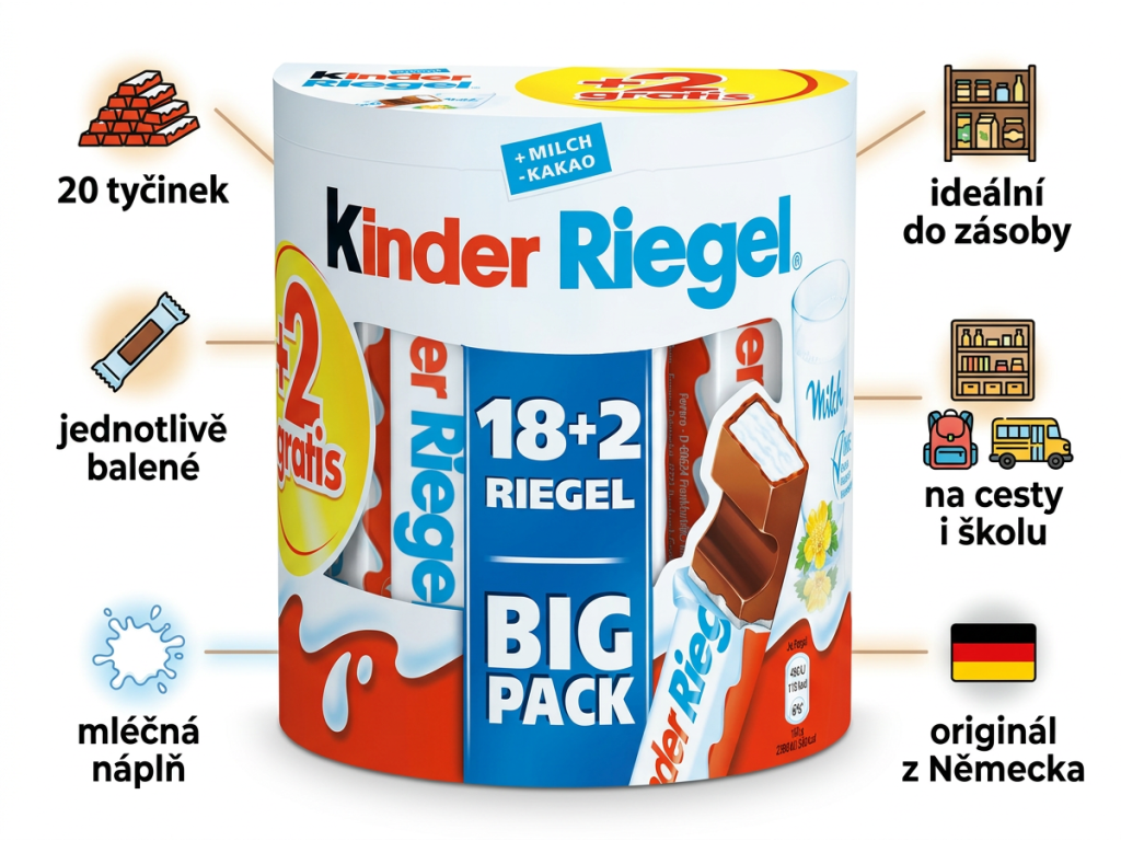 Kinder Riegel 20 ks - hlavní výhody