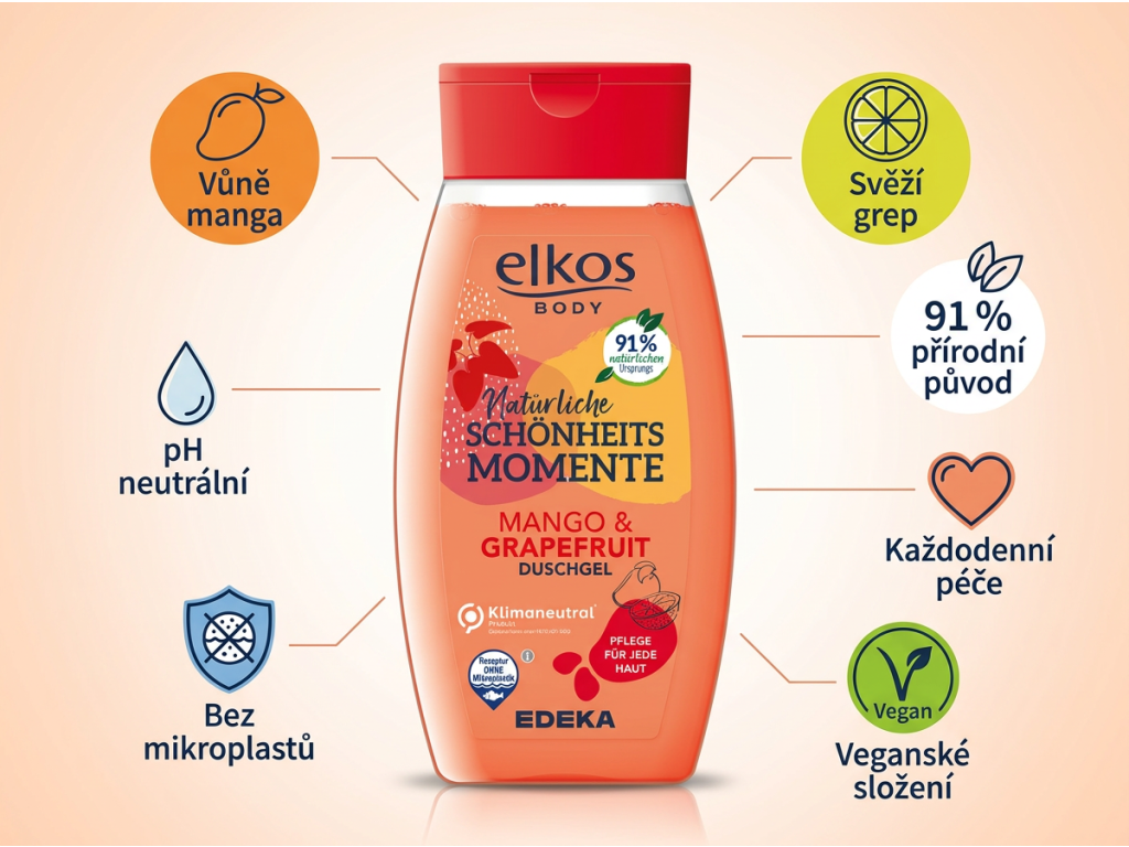 Elkos sprchový gel mango grep - benefity