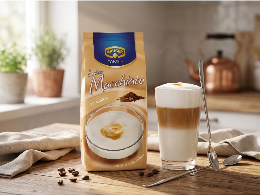 Krüger Latte Macchiato Classico - servírování v kuchyni
