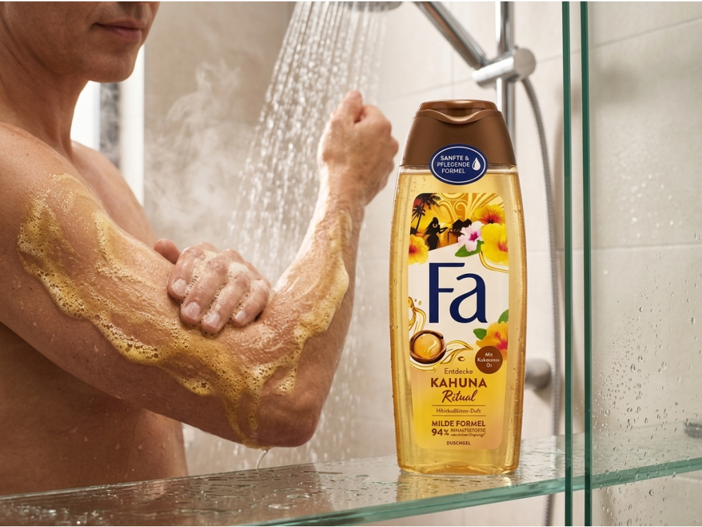Fa Polynesia Secrets Kahuna Ritual sprchový gel 250 ml při použití