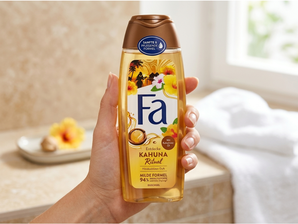 Fa Polynesia Secrets Kahuna Ritual sprchový gel 250 ml v ruce