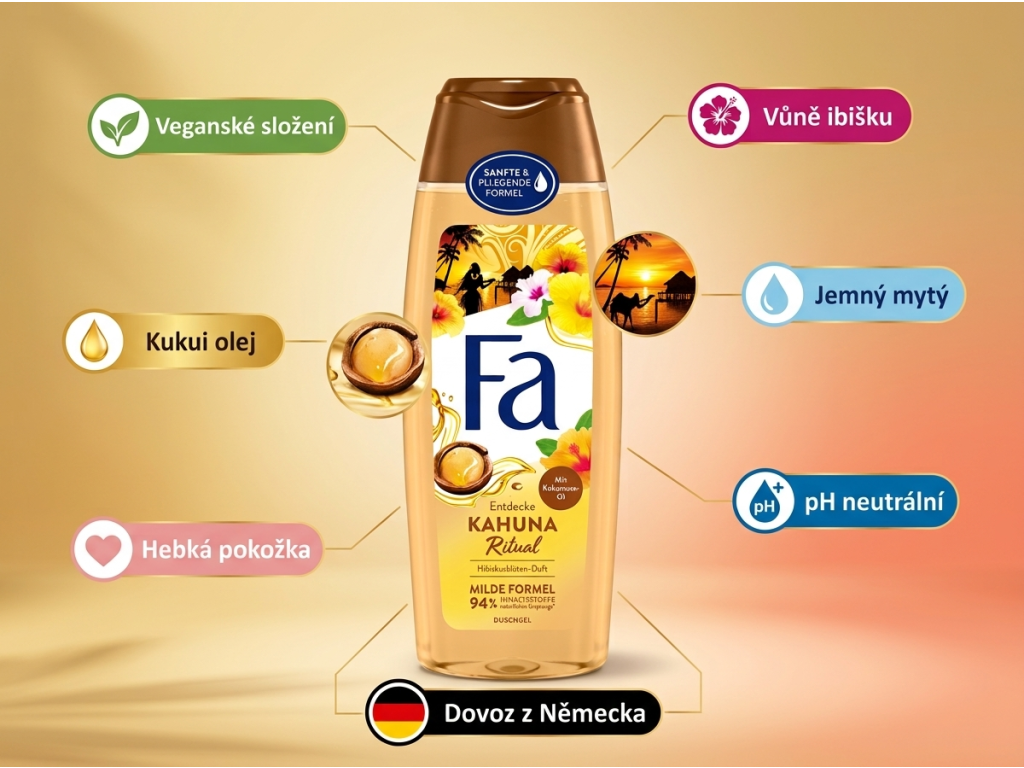 Fa Polynesia Secrets Kahuna Ritual sprchový gel 250 ml - infografika