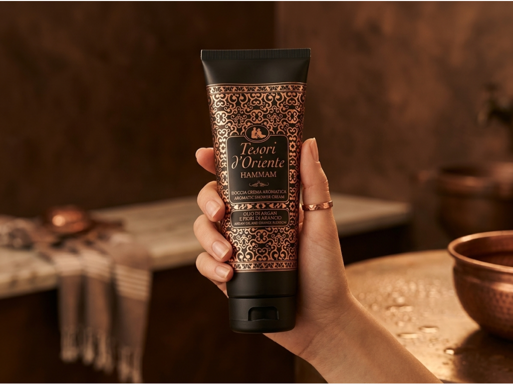 Tesori d'Oriente sprchový krém Hammam 250 ml - produkt v ruce
